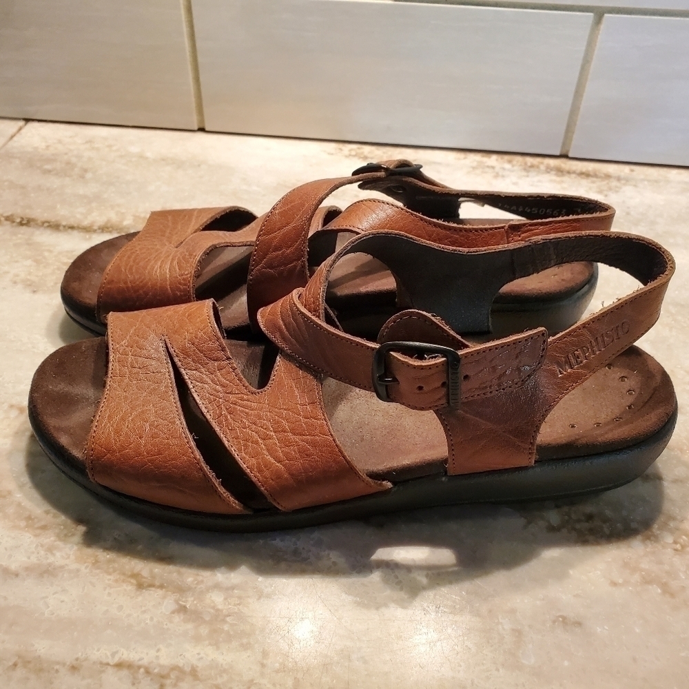 Mephisto Leather Strappy Comfort Sandals - Picture 2 of 9